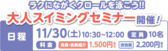 大人スイミングセミナー開催